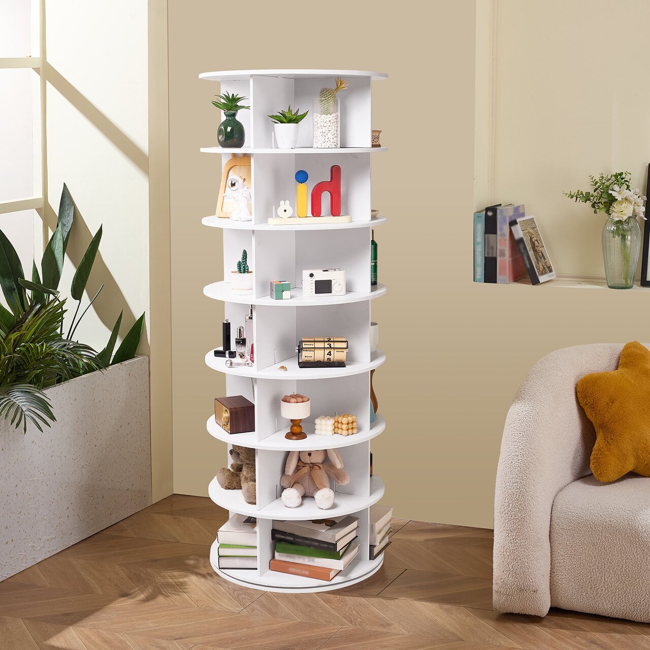 Revolving Shoe Rack Tower Round Carousel Shoe Organizer for Bedroom Entryway